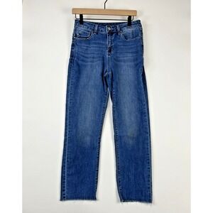 Laurie Felt Womens Daisy Denim Crop Jeans Size 6 Raw Hem Straight Leg Mid Rise